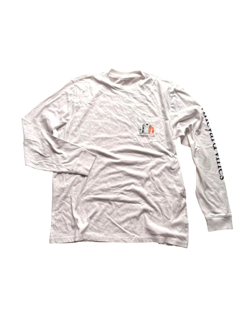 Vineyard Vines Men's Long Sleeve T-Shirt L White Board Meeting Snowboard Graphic